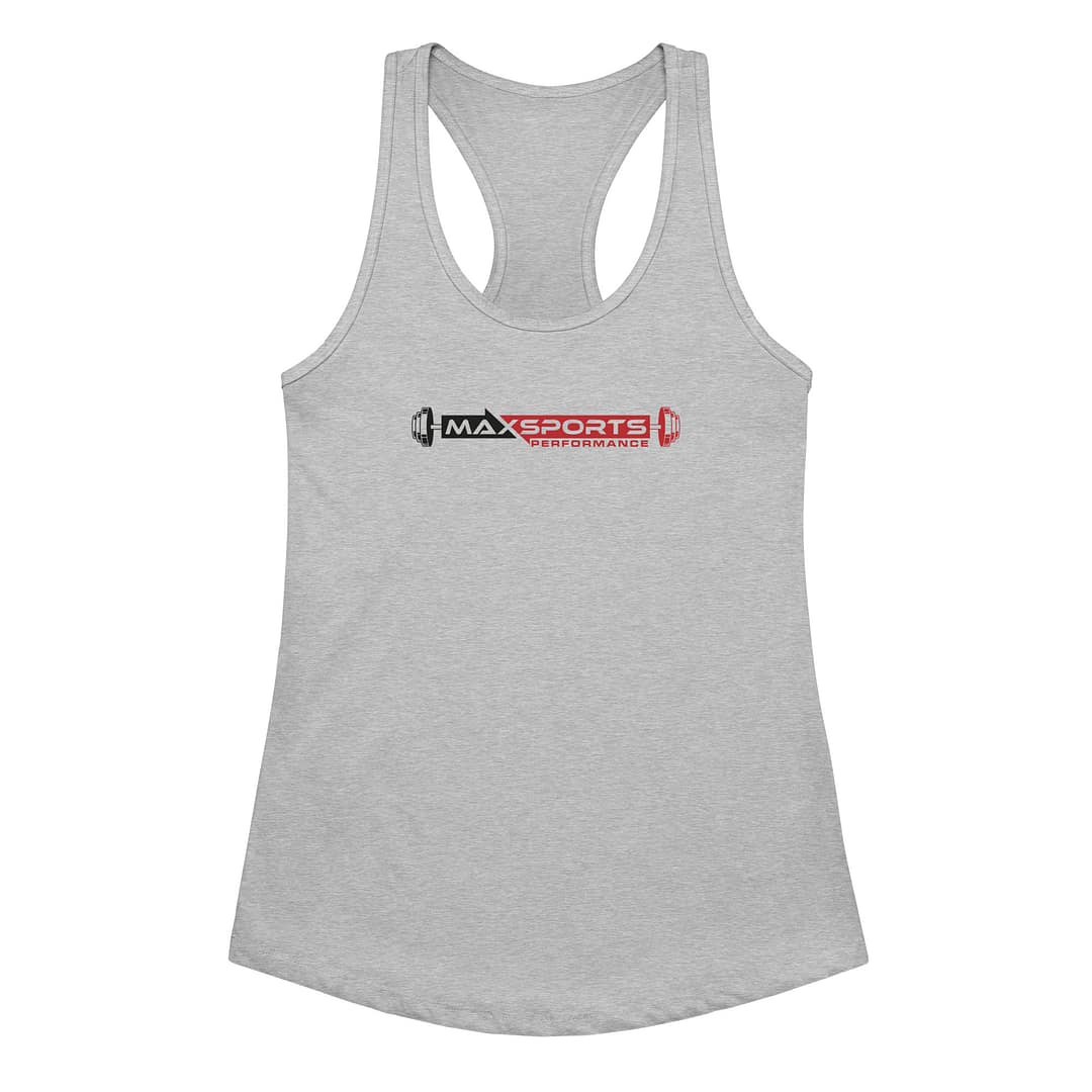 Grey Women’s Fitted Racerback Max Sports Tank Top - Image 2